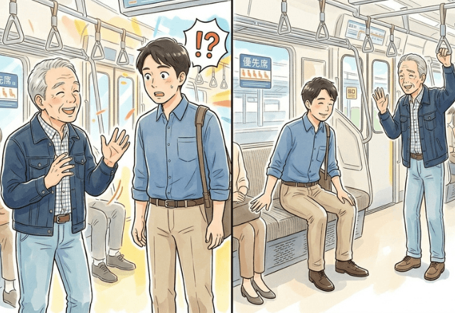 電車で…私「席どうぞ！」老人「結構です」拒否された直後⇒席に座らない【超意外な理由】に「え…！？」