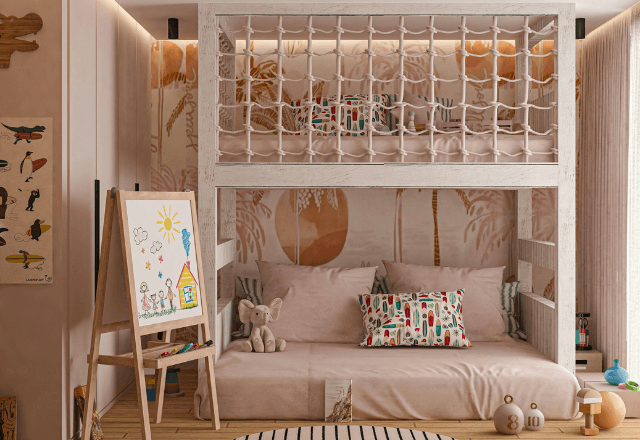 6畳の子ども部屋を2人で快適に！空間をわける仕切りと配置の工夫