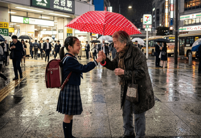 雨の日…「どうぞ！」見知らぬ老人に傘を貸した私。数日後⇒お礼に渡された【小包の中身】に家族で大歓喜！？