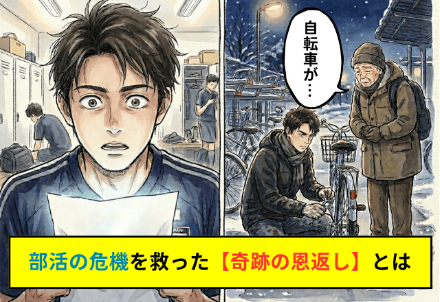 真冬の駐輪場で…高齢男性「自転車が…」私「直しますよ！」後日⇒部活の危機を救った【奇跡の恩返し】に涙…