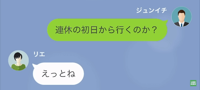 【LINE】突然旅行してくるという妻→旅行中に両親が事故に遭ったと伝えたが…＃3