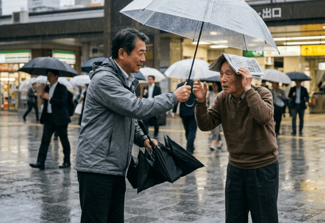 雨の駅前…「これ使って」高齢男性にビニール傘を貸した結果⇒後日届いた【高級すぎる贈り物】に「え！？」