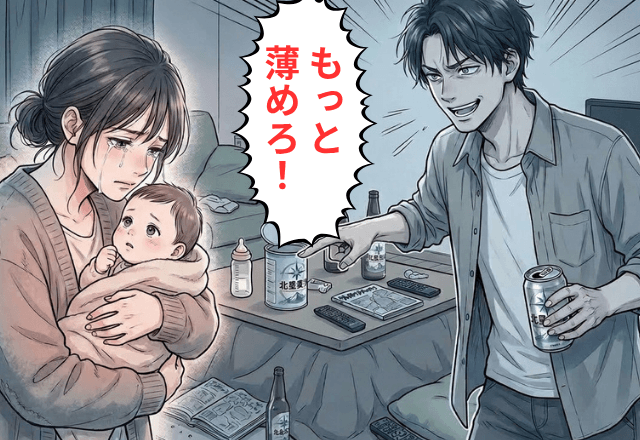 育児中…「もっと薄めろ！」酒代のためにミルクをケチるモラハラ夫⇒ついに警察沙汰になった【衝撃のワケ】とは─