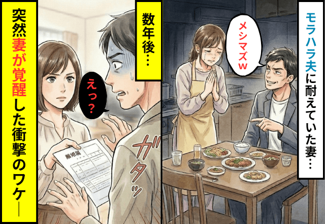 家事能力ゼロの夫「メシマズ！金の無駄（笑）」妻「ごめんなさい」だが数年後⇒妻が【突然離婚を決めた】衝撃のワケ…