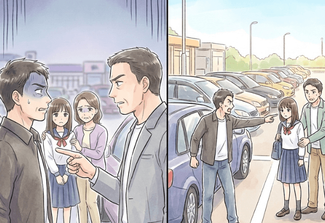 SAで…「当てただろ！修理代払え！」見知らぬ男に怒鳴られた私たち。直後⇒【まさかの一言】で男が逃走…！？